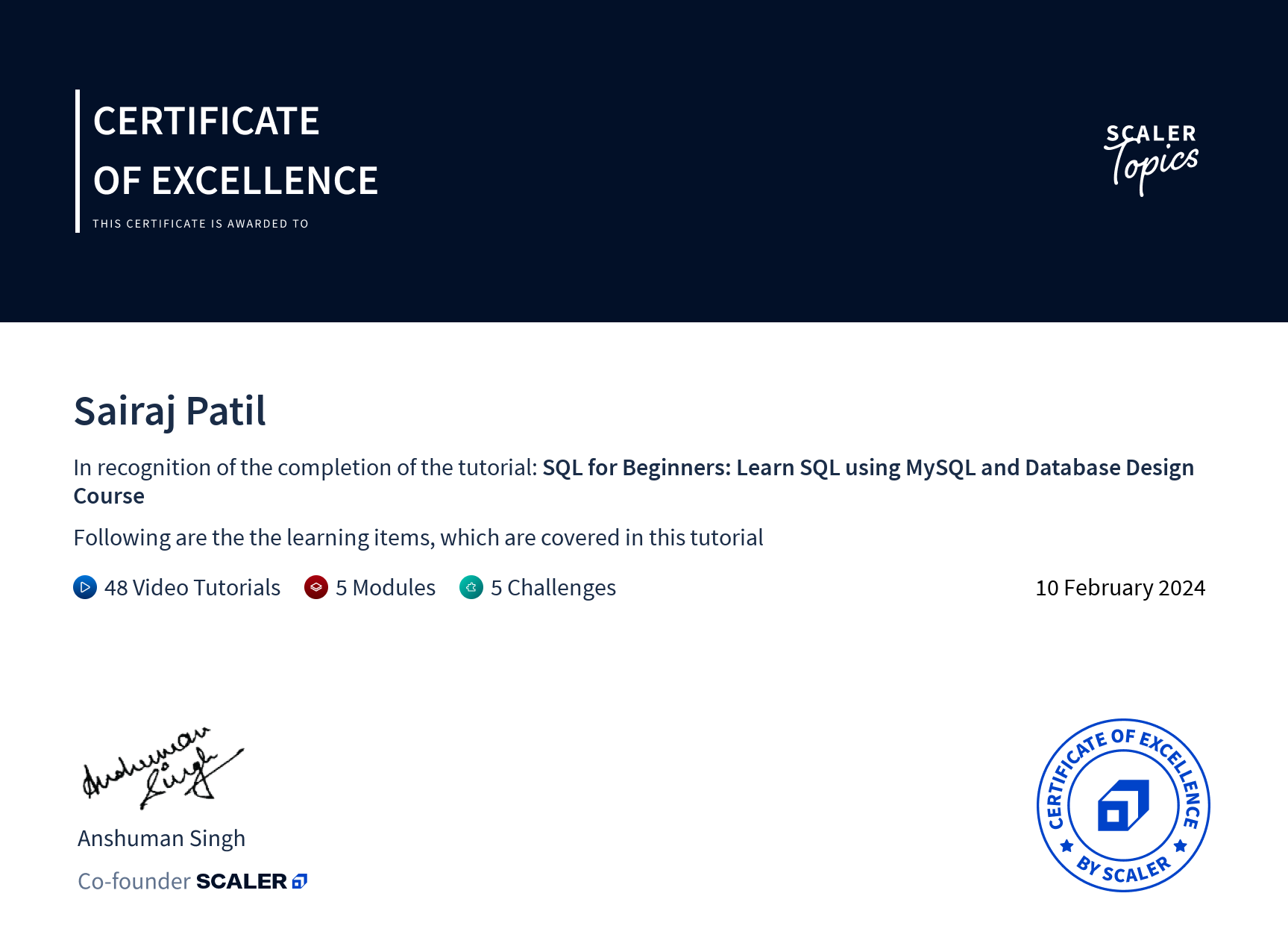 Final Certificate